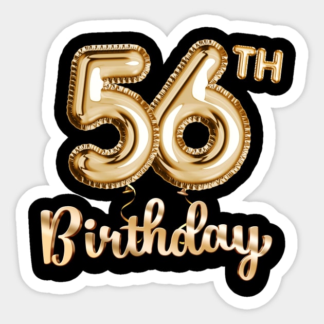 56th Birthday Gifts - Party Balloons Gold Sticker by BetterManufaktur